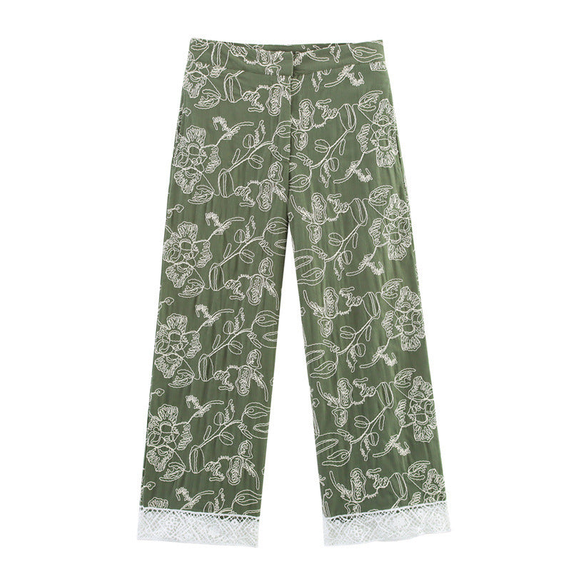 Embossed Lace Pants Foot Embroidery Shirt Hem Embroidery