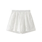 Solid Color Flower Embroidered Cotton Short-sleeved Shorts Two-piece Suit