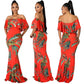 Fashion Digital Printing Off-neck Tube Top Dress