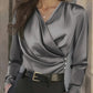 French Light Luxury V-neck Slim Fit Ins Style Versatile Shirt