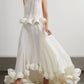 Women's Fashion Pleated Stand Collar Sleeveless Top Ruffled Skirt Two-piece Set