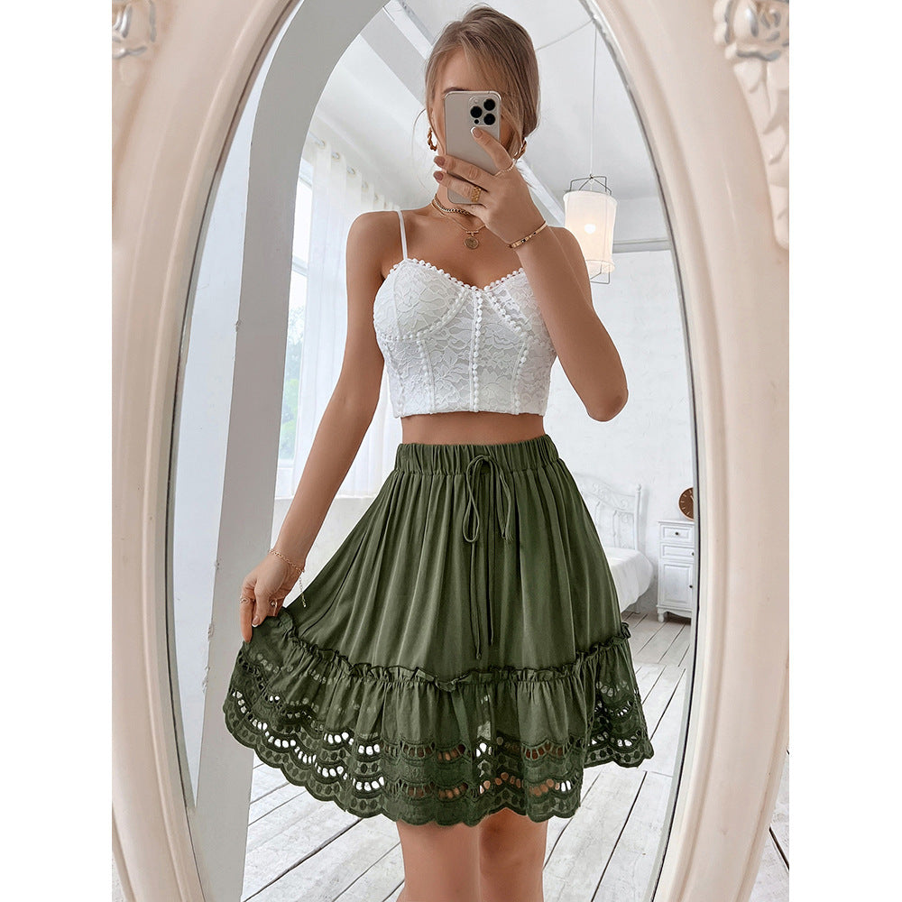 Versatile Casual Women's Lace Patchwork Skirt
