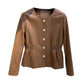 Round Neck Washed Leather Single-breasted Waist Slim Fit Coat