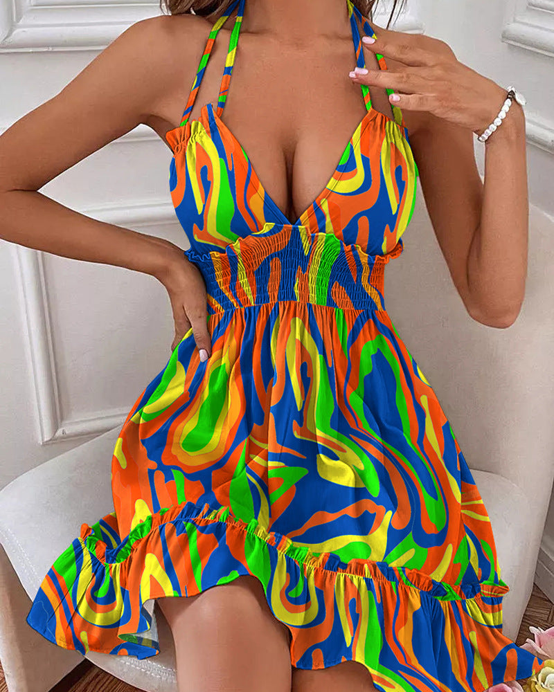 selling Floral-print Strap Casual Dress