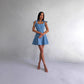 Fashion Square Collar Lace Up Fishbone Waist Dress
