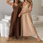 Solid Color And V-neck Sling CasualDress