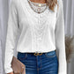 Lace Patchwork Round Neck Women's Long-sleeved T-shirt