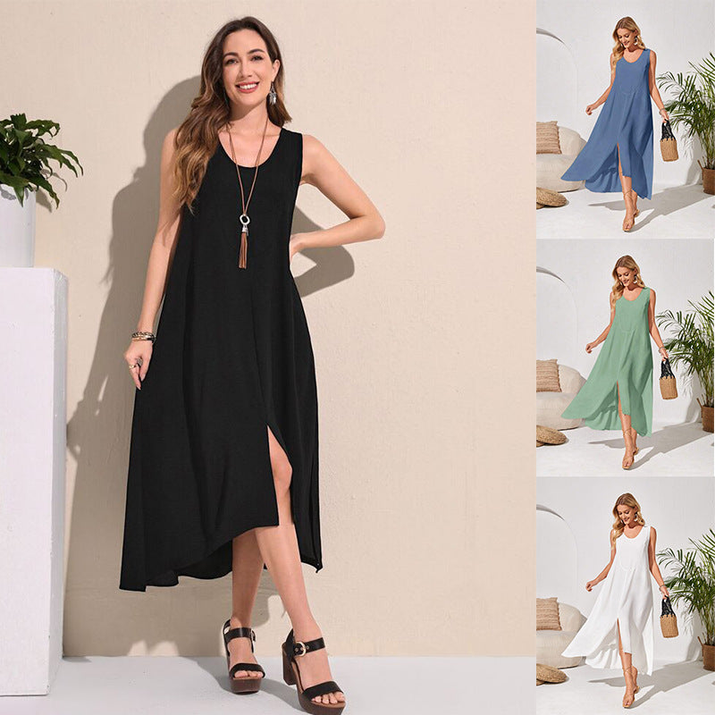 Robe ample décontractée sans manches pour femme