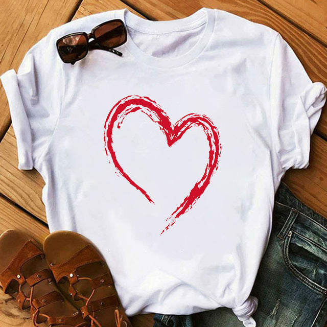 Women's Fashionable Printed Short-sleeved T-shirt Base