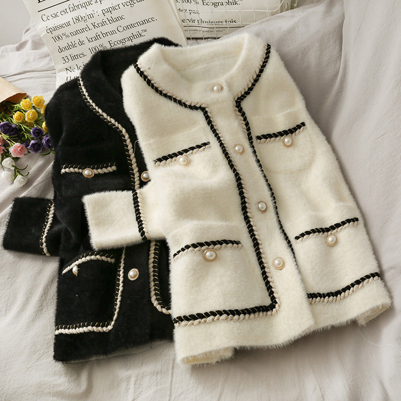 Women's Faux Mink Fleece Loose Sweater Cardigan Jacket