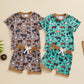 Boys Fashion Cow Print Short Sleeve Suit