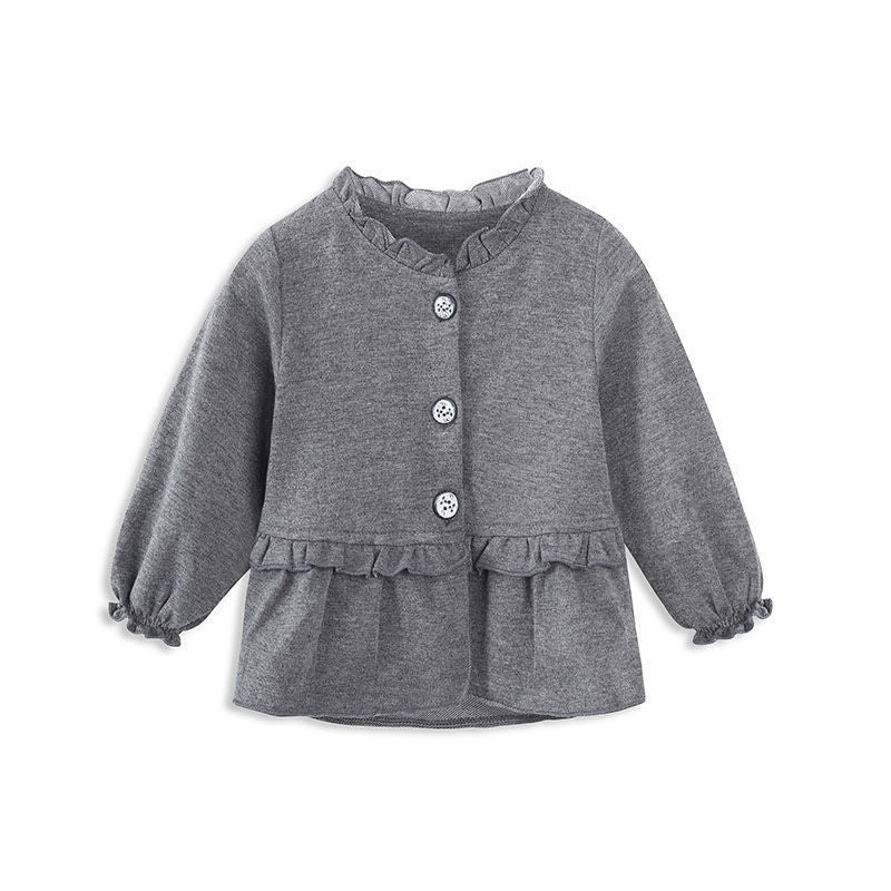Tong Ruffle Collar Small Jacket Spring And Autumn Foreign Style Baby Infant Splicing Cardigan Top