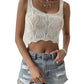 Summer New Hemp Pattern Hollow-out Cropped Vest