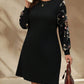 Large Size Round Neck Long Sleeve Printed Casual Women's Short Skirt