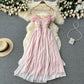Super Fairy Temperament Sweet V-neck Pleated Pleated Skirt