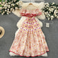 Bohemian Retro Machine Embroidery Ruffled Dress