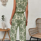 Womens Printed Sleeveless Top And Wide-Leg Pants Set