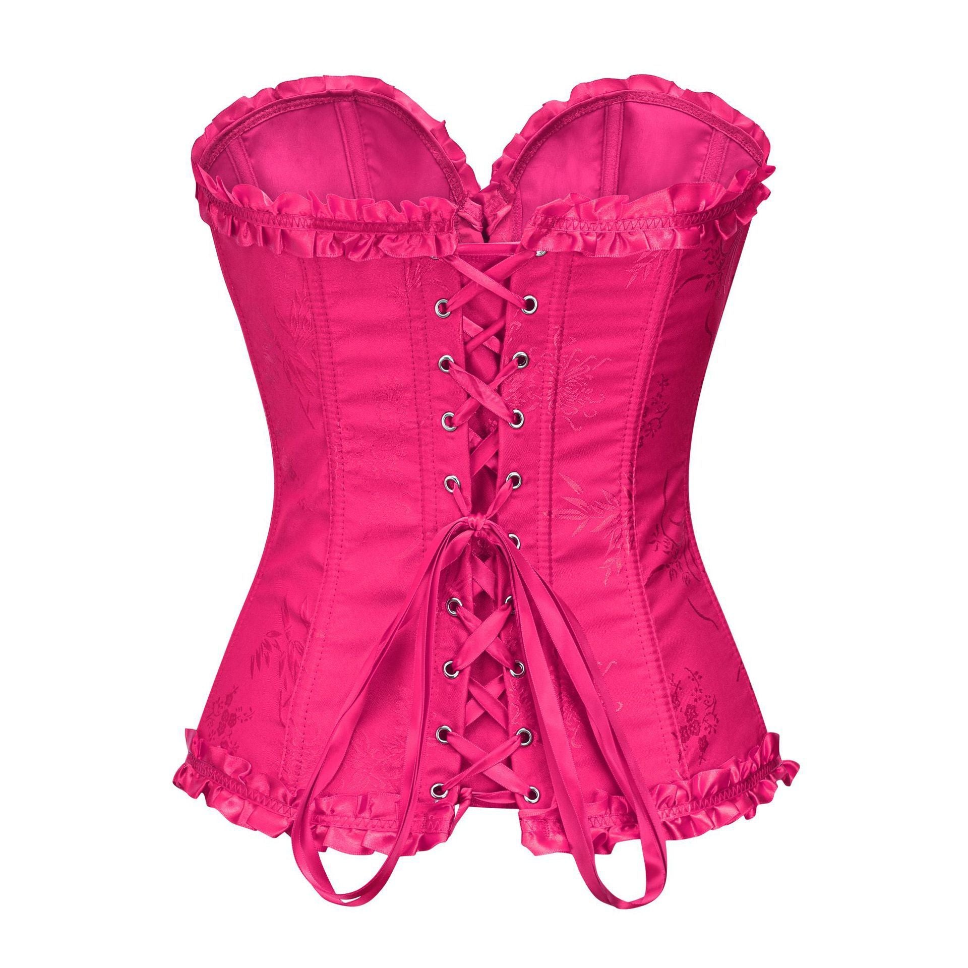 Retro Corset Waist Top Rose Red