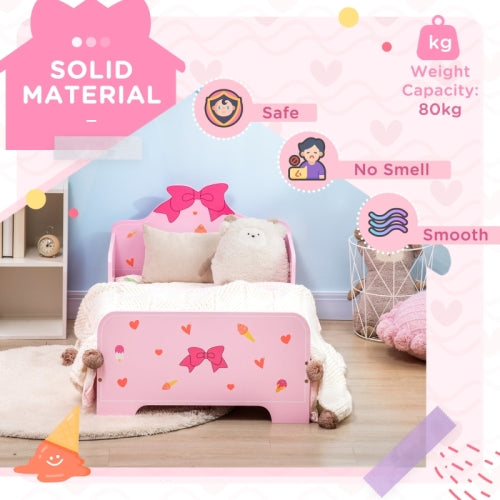 ZONEKIZ Princess Themed Kids Toddler Bed W  Cute Patterns, Safety Rails, For Ages 3 6 Years