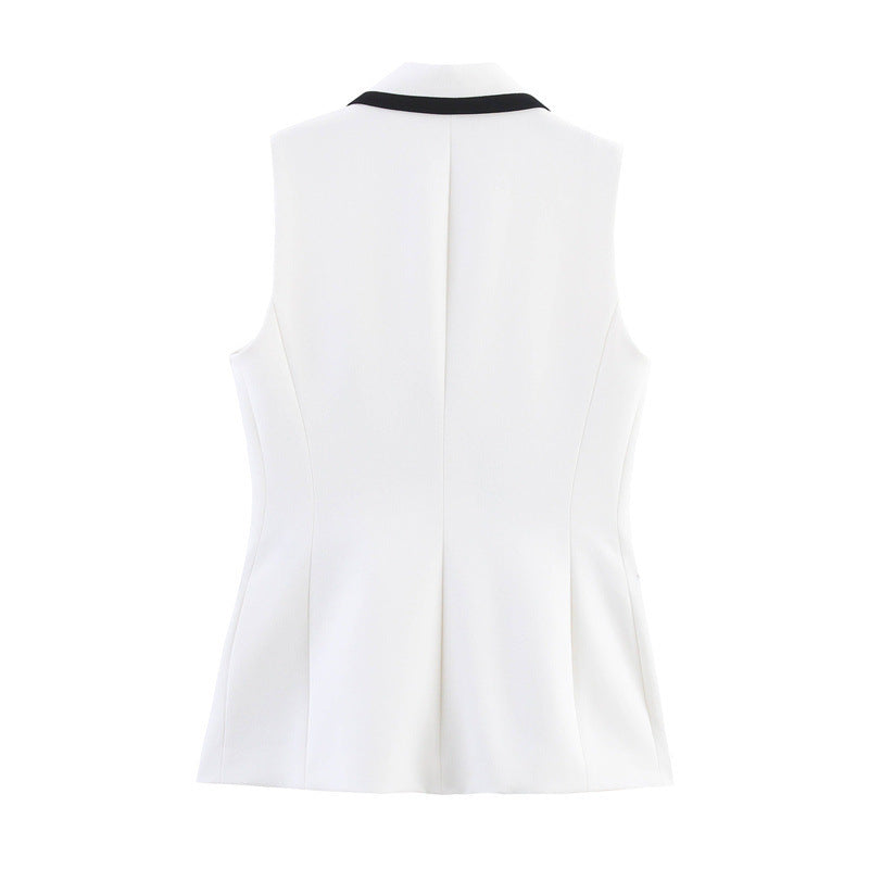 Summer Sleeveless Contrast Color Shorts Vest