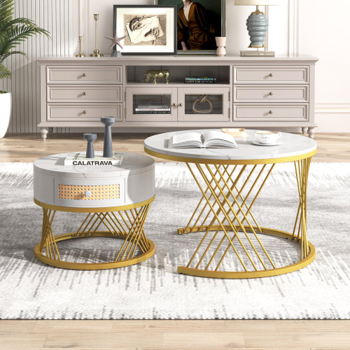 Fibreboard Metal Round Coffee Table