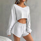 European And American Women's Long-sleeve Blouse Shorts Suit