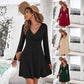 Women's Fashion Temperament Pure Color Slim Fit Dress