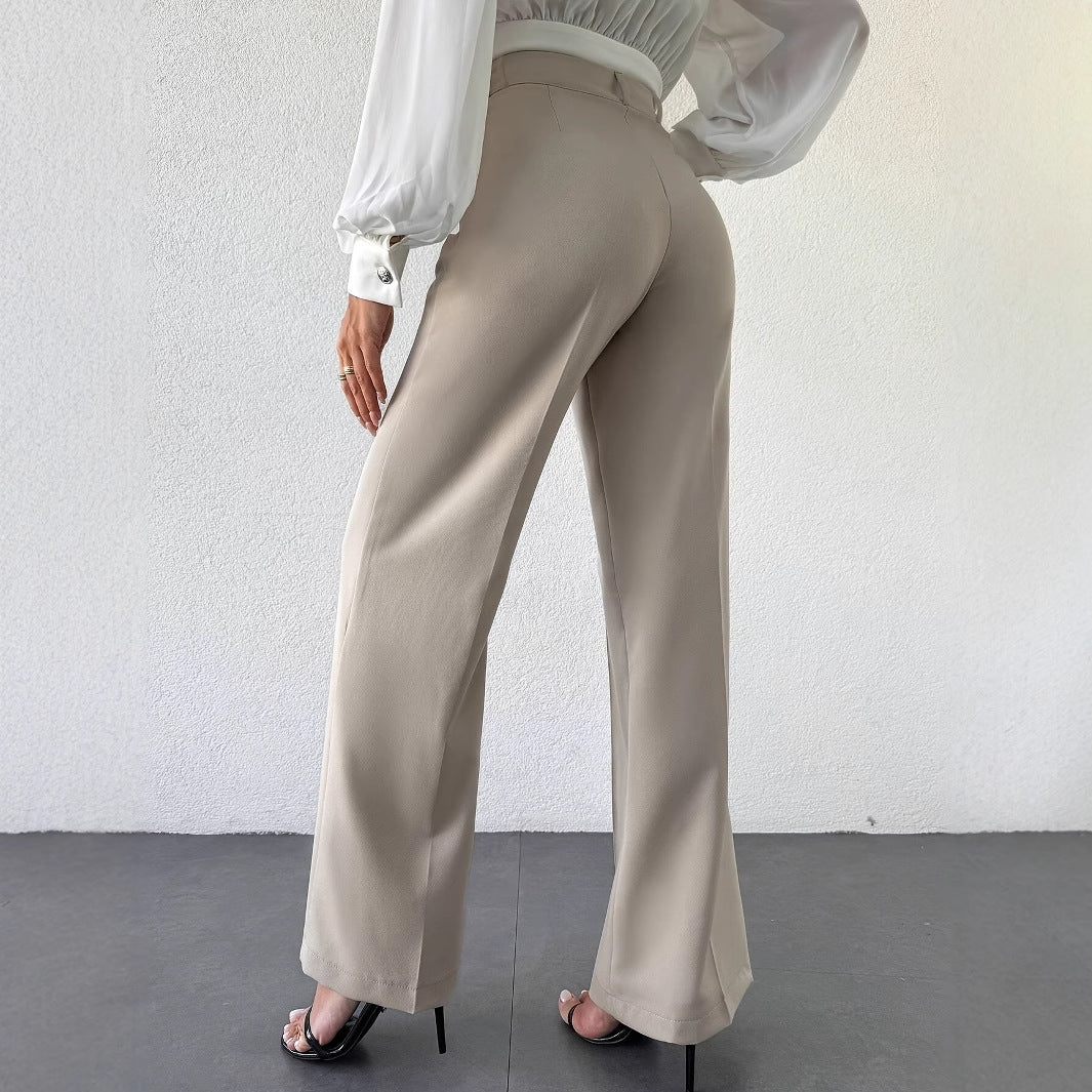 Temperament High Waist Slimming And Straight Casual Trousers
