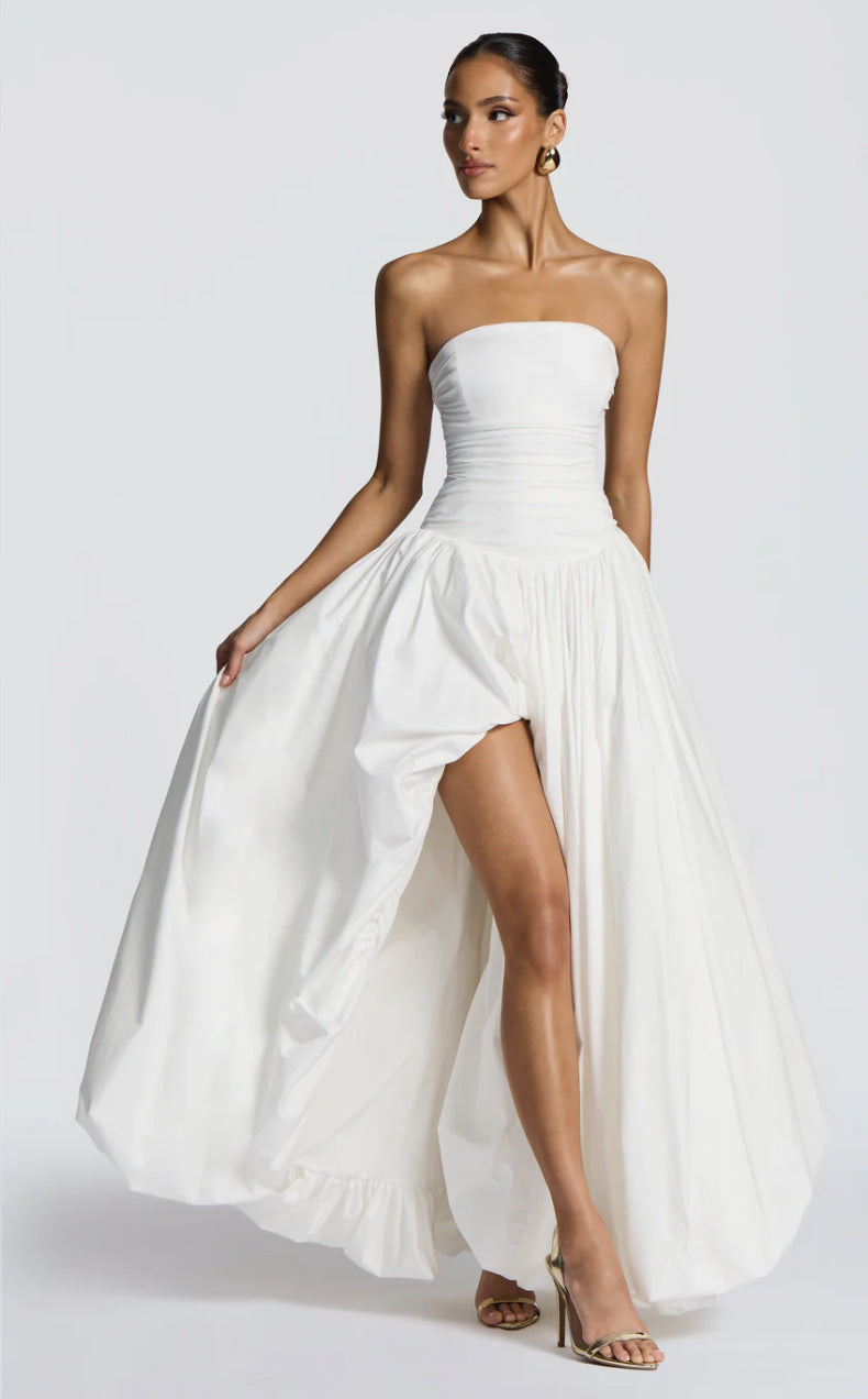 Women's Fashion Temperament Pure Color Sling Dress