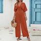 Women's Fashion Solid Color Short Sleeve Casual Jumpsuit