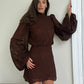 Womens Fashion Two-Piece Set Lantern-Sleeve Turtleneck Lace Top And Bottom