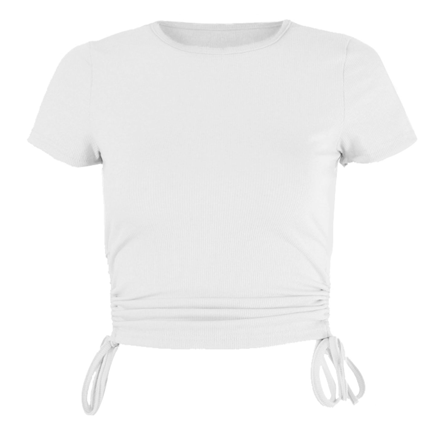 Women's Printed Short-sleeved T-shirt With Drawstring