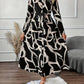 New Elegant Graceful Fashion Polo Collar Printed Long Shirt Dress Women