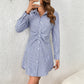 Shirt Dress With A Turn-down Collar And Striped Pattern