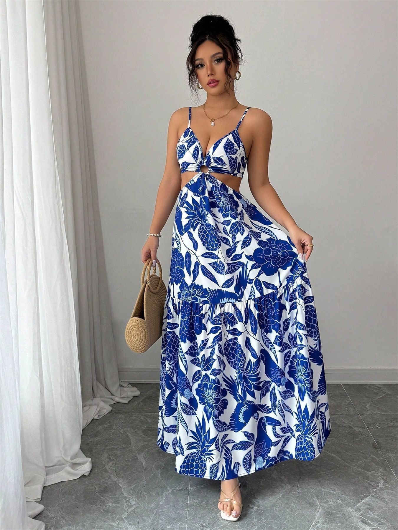 Summer New Halterneck Printed Elegant Dress