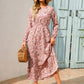 Womens Versatile Round-neck Floral Chiffon Dress