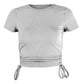 Women's Printed Short-sleeved T-shirt With Drawstring