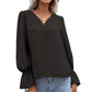 Women's Hollow Lace Long-sleeved Shirt