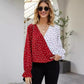 Women's Shirt Autumn Polka Dot Color Matching Printed Long Sleeve Shirt