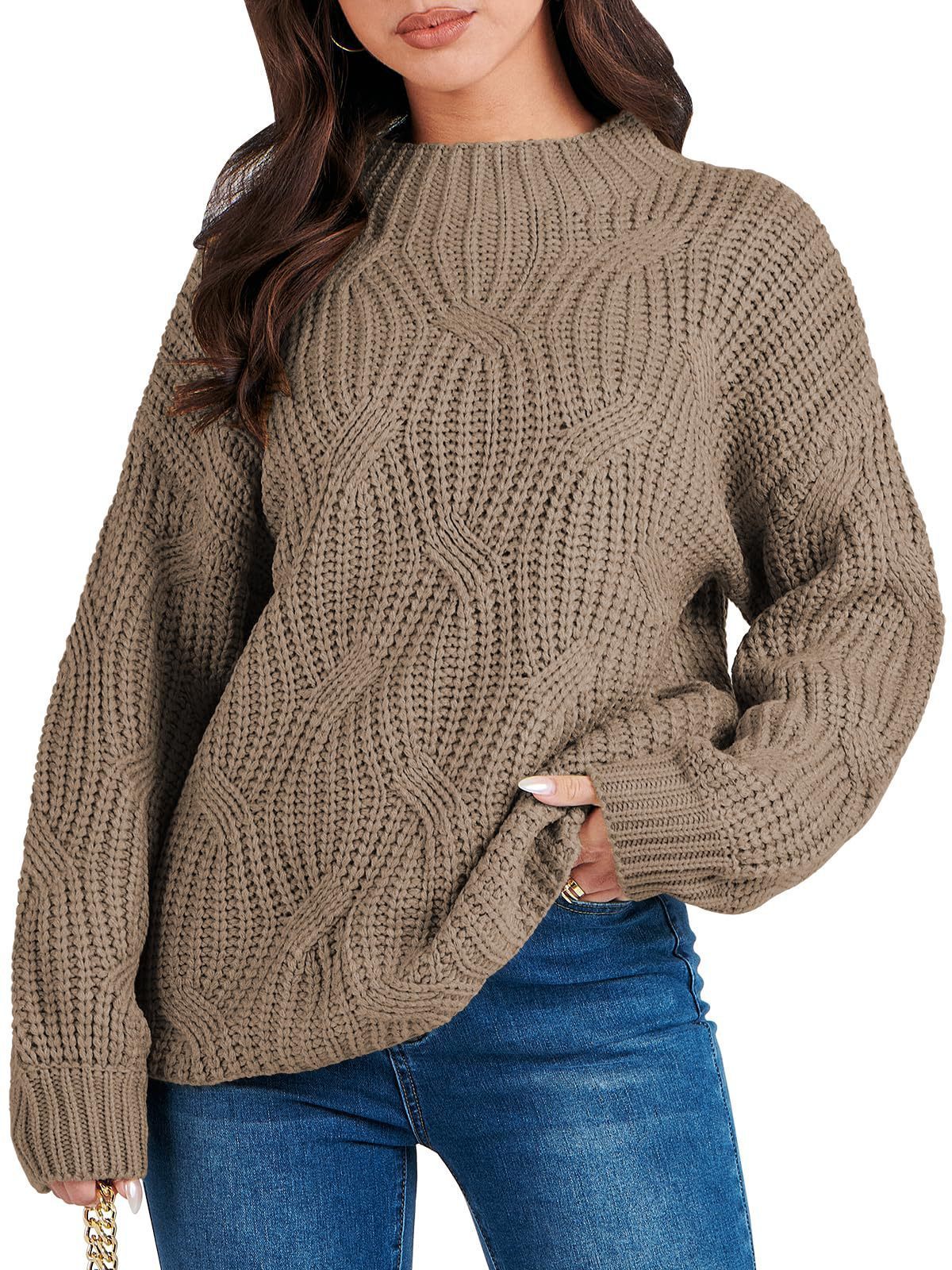 Drop Shoulder Loose Casual Twisted Knitted Pullover Sweater