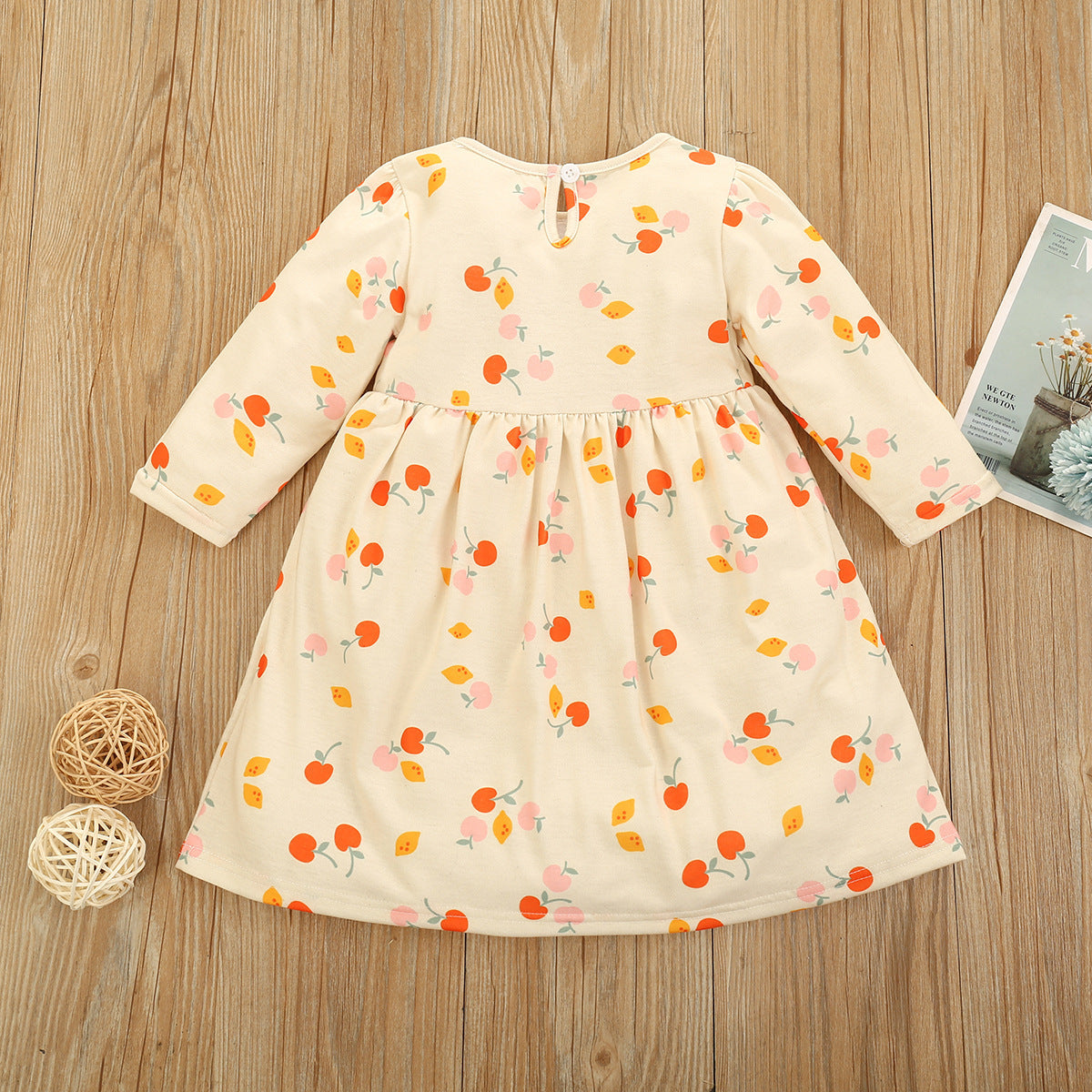Robe à rayures citron cerise pour fille