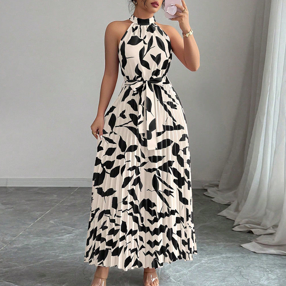 Women's Fashionable Printed Pleated Dress