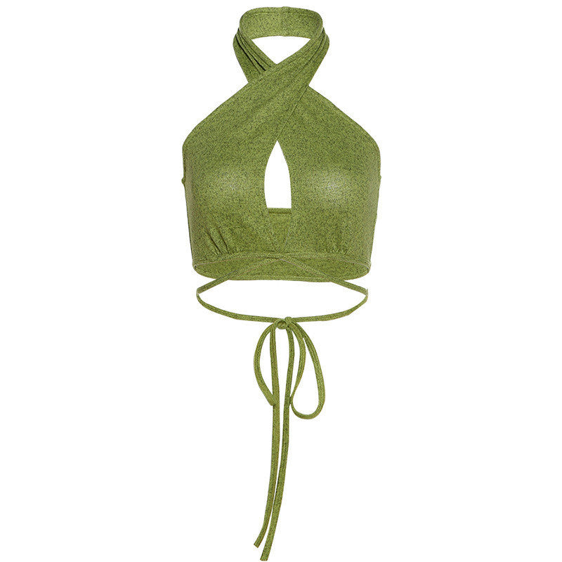 Matcha Green Hollow Halter Sling
