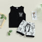 Ensemble deux pièces t-shirt à manches courtes et short imprimé tête de vache