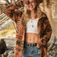 Women's Fashion Vintage Plush Lapel Long Sleeve Jacket Coat