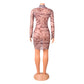Robe moulante sexy en maille imprimée pour femme