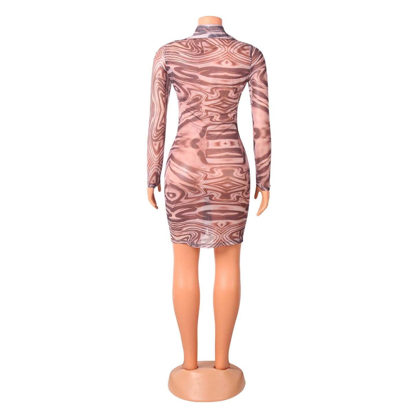 Robe moulante sexy en maille imprimée pour femme