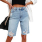 Women's High Elastic Mid-waist Ripped Jeans