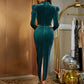 Robe en velours ajourée à manches longues et bulles