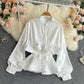 Ruffled Waist Temperament All-match Ladies Shirt Trend